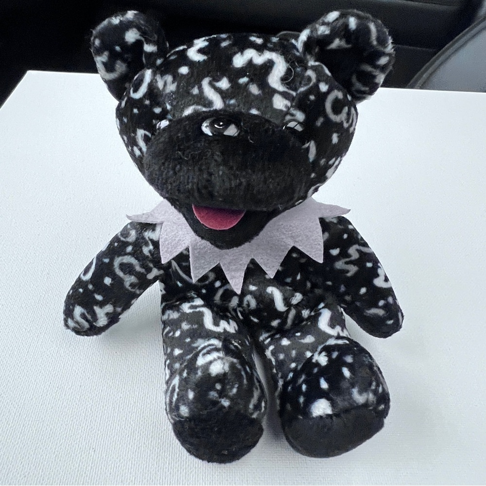 NWOT FATHER TIME Black White Liquid Blue Grateful Dead Beanie Bear